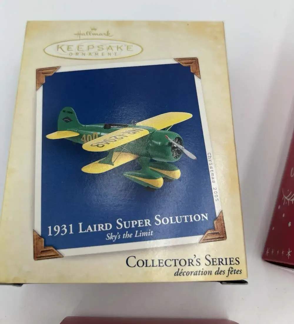 Hallmark Keepsake Santa Ornament Lot 5 Airplanes Train Car 1990-2008